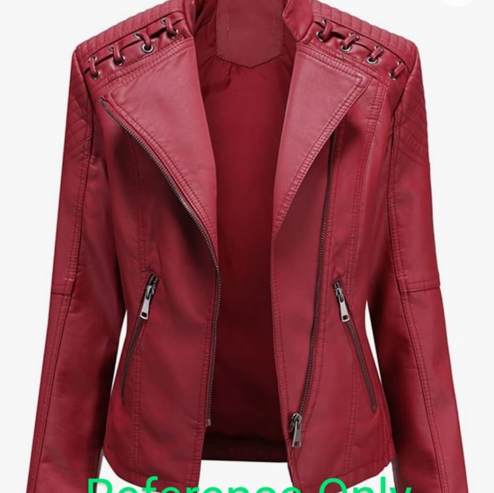 Lu's Chic Women's Motorcycle Jacket Fashion Dressy Vegan Leather